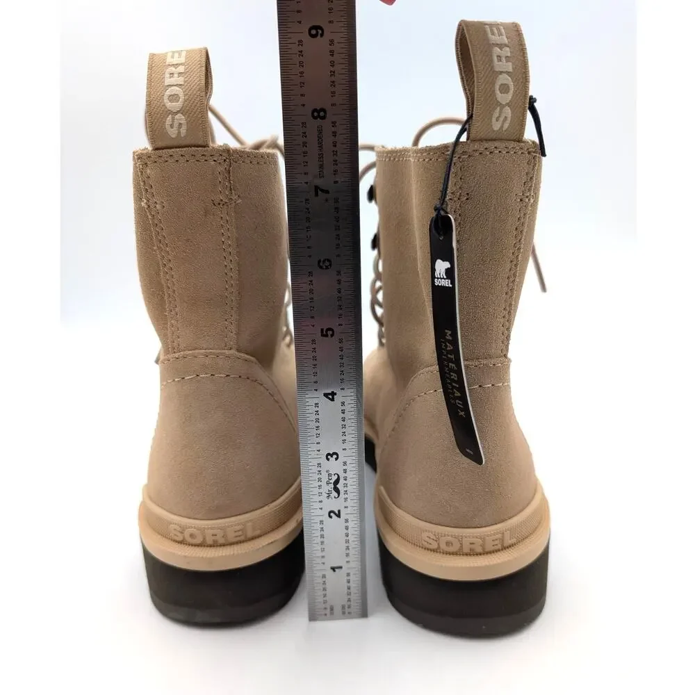 SOREL Hi-Line Waterproof Lace-Up Boots Women's Light Beige Size US8.5 EU39.5